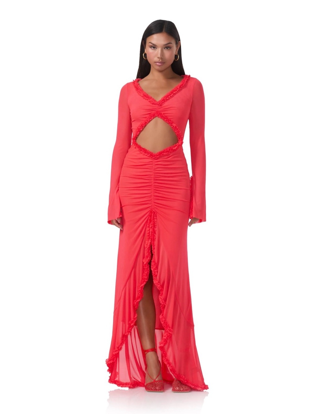NWT CHERRY AFRM CAT RUFFLE MAXI